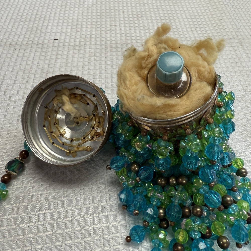 Vintage Beaded Box Chandelier Christmas Ornament Secret Of‎ Venus Empty Bottle